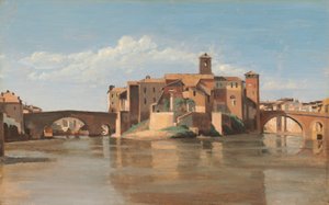 La isla y el puente de San Bartolomeo, Roma de Jean Baptiste Camille Corot